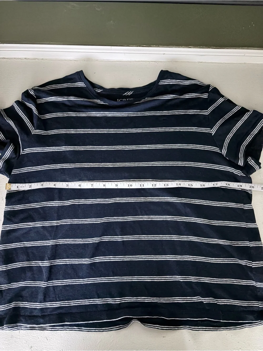 J. Crew Relaxed Linen Navy Striped T-Shirt